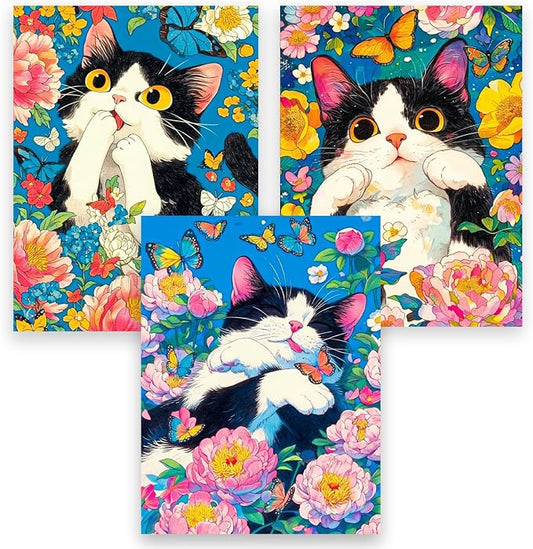 DOZEEZOP 3-Pack Diamond Art Kit for Adults, 5D Diamond Painting 12x16 Inch | Cat pictures, Full Round Drills, Home Wall & Shelf Decor, Beginner-Friendly DIY Craft, Stress Relief, All-Occasion Gift