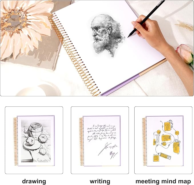Yoment 9"x12" Hardcover Sketchbook for Drawing，120 Sheets，100GSM | Purple,Spiral Bound Sketch Pad Premium Art Sketchbook Artistic Drawing Paper Pad for Kids Adults Beginners Artists