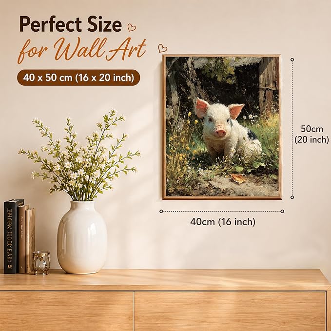 AUKELHJ Paint by Numbers Kit for Adults Beginner, Pig, 16X20 Inch | Paint by Number for Adults, Beginner Friendly, High-Definition Color Canvas, Stress Relief, Home Decor, Gifts, Unframed