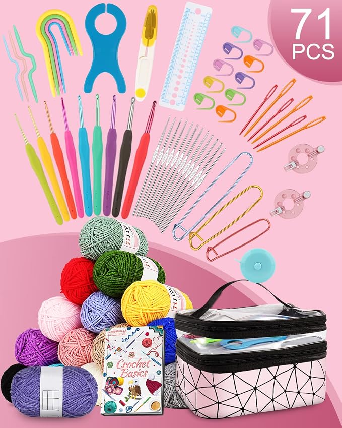 Coopay Crochet Kit for Beginner, Crochet Starter Kit with Portable Case | Complete Beginner Crochet Kits for Kids Adults with Easy-to-Follow Tutorial-Learn-to-Crochet Set, Ideal Gift for Women &Girls