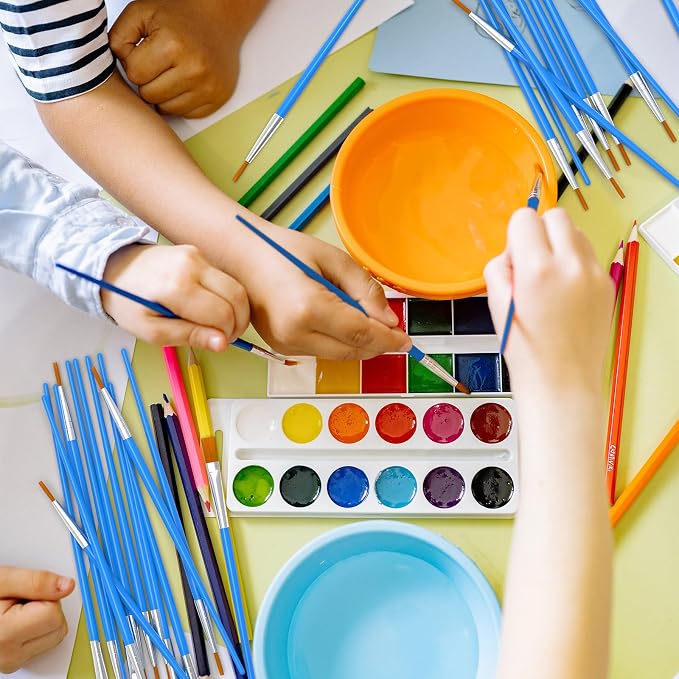 Halobios Small Paint Brushes for Crafts, 100 Pcs Art Painting Brushes Round Paint Brushes Set for Acrylic Painting, Mini Paint Brush for Kids Adults Oil Watercolor Rock Painting Body Face Nail Art