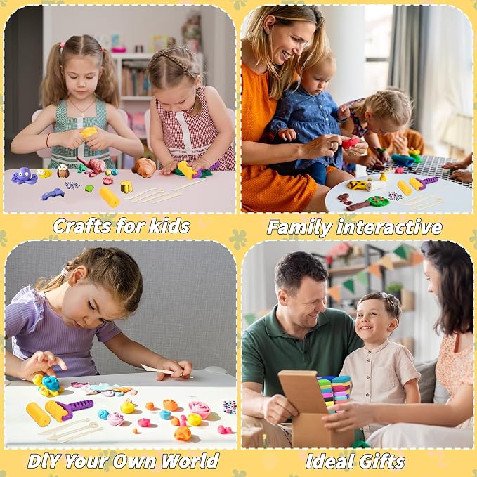 254 Pcs Air Dry Clay 160 Colors Modeling Model Magic Clay for DIY Molding Starter Kit with Sculpting Tools,Ultra Light Soft Non-Toxic Arts & Crafts Gift for Boys Girls Birthday Party Favors