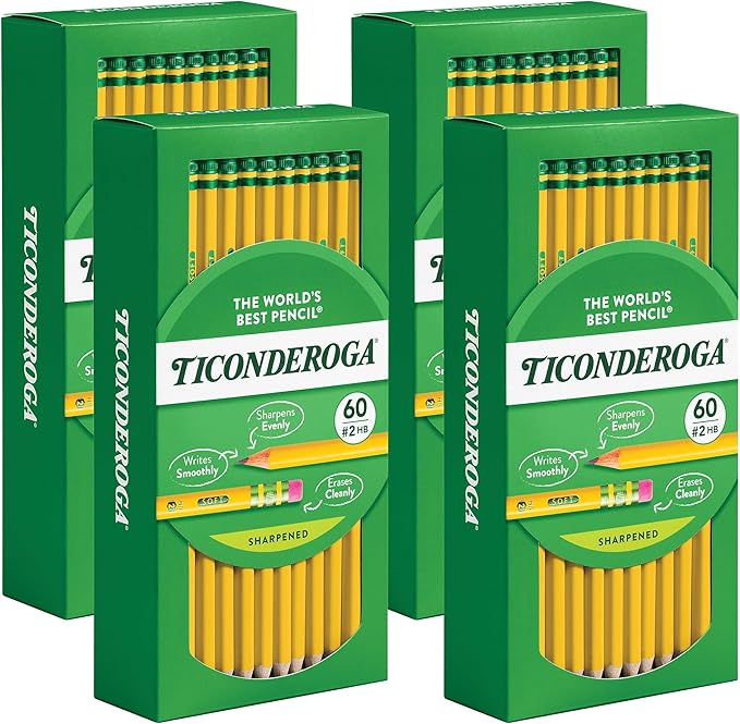 Ticonderoga Wood-Cased Pencils, #2 HB Soft, Yellow, 240 Count