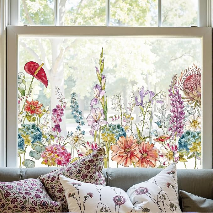 ADD.HERES Stained Glass Window Film, Window Film Decorative, 17.5 x 78.7 in