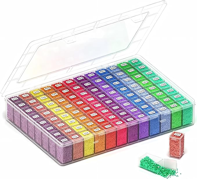 Newly Upgraded Transparent Large Capacity Diamond Painting Storage Containers,96 Grid Craft Organizers and Storage, Suitable for Nail Art, Necklaces, Bead Storage Containers