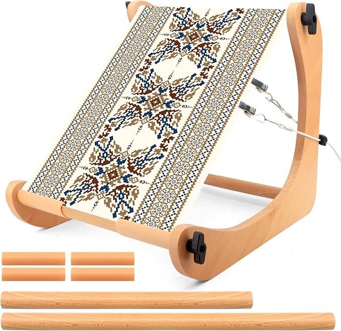 ZOCONE Multifunctional Beech Wood Embroidery Hoop Stand, Adjustable Embroidery Stand 360 Degrees Rotated Cross Stitch Stand, Embroidery Hoop Holder for Cross Stitch and Embroidery Project (C)