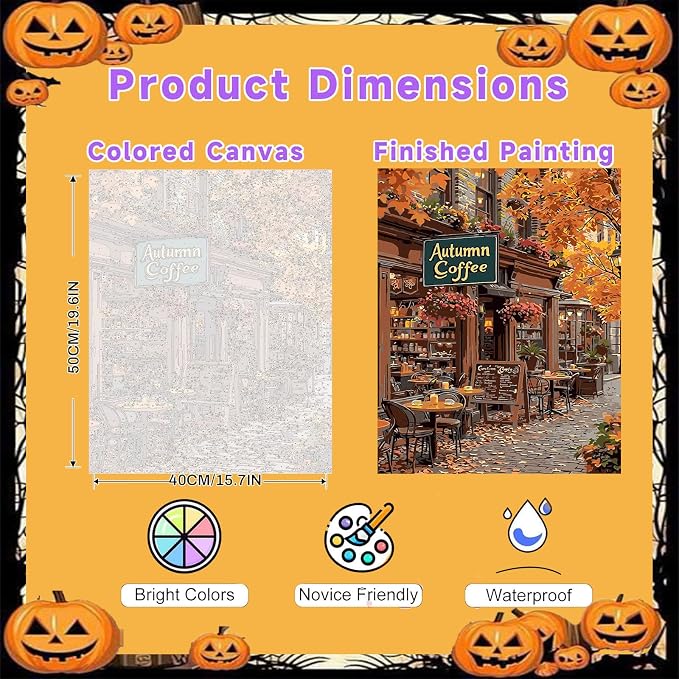 Autumn Paint by Numbers for Adults - Paint by Number Coffee on Canvas