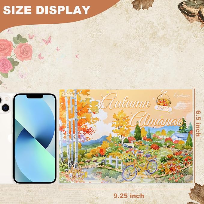 PET Autumn Sticker 20 Sheets 150 Pre-Cut Fall Stickers for Scrapbooking Landscape Scrapbook Sticker Transparent Stickers for journaling