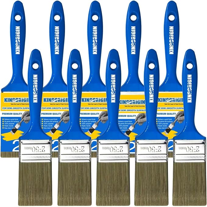 King Origin 10 PCS 2 Inch Paint Brushes, Versatile Paint Brush Set | Wall Paint Brushes for Detailed Painting & Large Surfaces, Home Furniture Craft Art