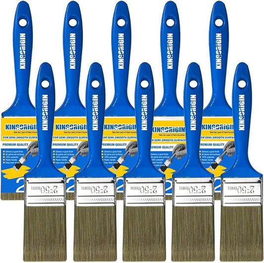 King Origin 10 PCS 2 Inch Paint Brushes, Versatile Paint Brush Set | Wall Paint Brushes for Detailed Painting & Large Surfaces, Home Furniture Craft Art