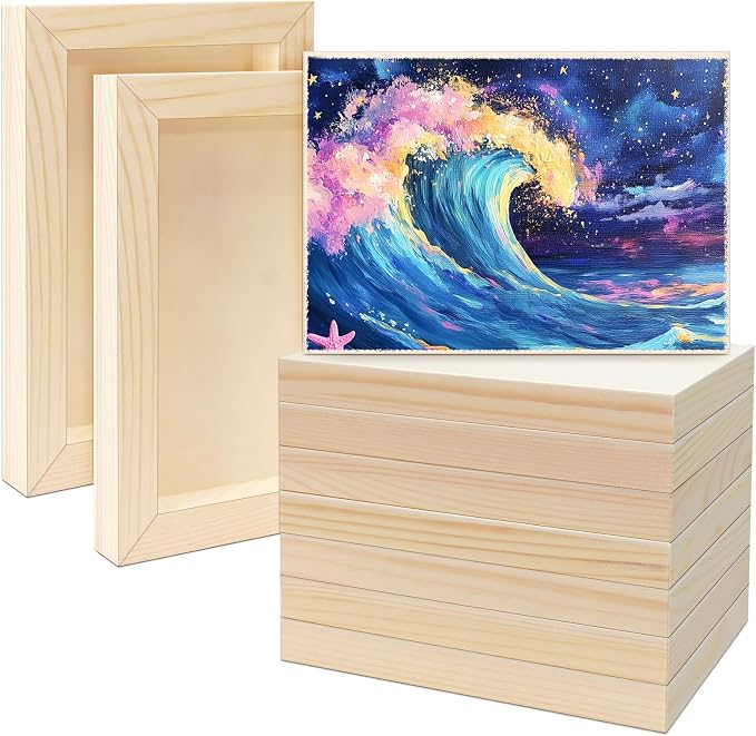 FSWCCK 10 Pack 5 x 7 inch Wood Panel Boards, Unfinished Wood Canvas Panels for Crafts, Painting Canvas, DIY Art Projects, Pouring, Arts Use with Oils, Acrylics