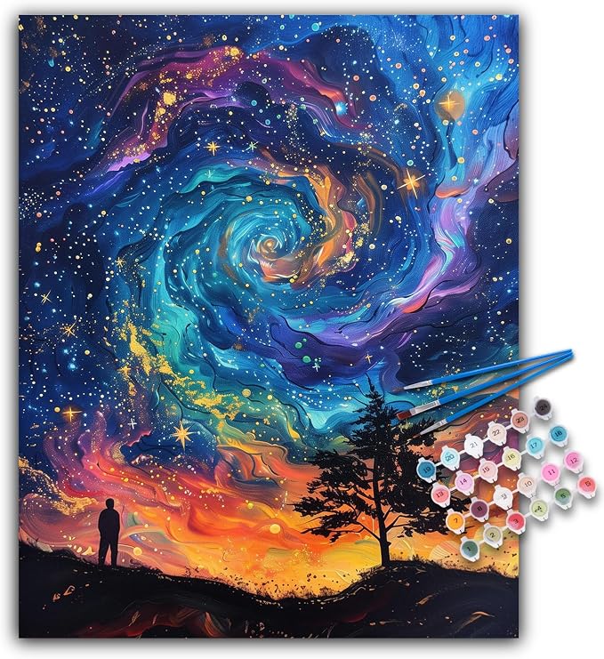 Paint by Numbers Kit for Adults Beginner, Fantasy Night Sky, 16x20 Inch