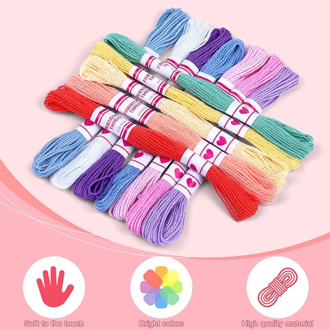 Embroidery Thread Friendship Bracelet String Cross Stitch Threads | 36 Pcs Cotton Embroidery Floss, Cross Stitch Thread for DIY Friendship Bracelets & Craft Projects