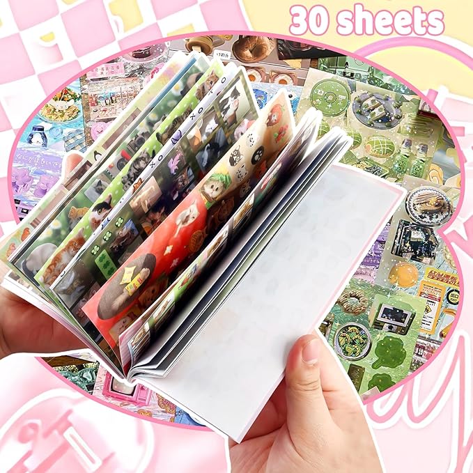 Tmtains 30 Sheets Cat Sticker Book with Meme Stickers 800+ Die Cut Stickers for Scrapbook Journal Planner Phone case Cute Sticker Book Gifts with Premium Art Paper and Cute Design (Cat)