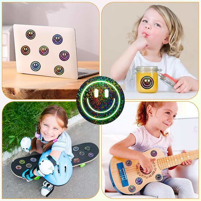 50PCS Smile Neon Stickers, Glitter Stickers