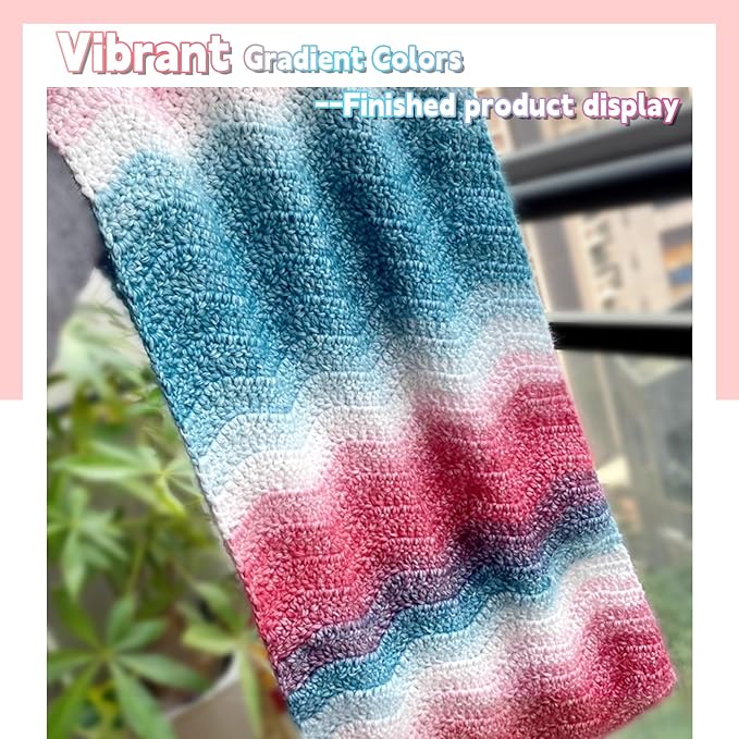 Katech 4 Pack Gradient Cake Yarn for Crocheting-Fairyland Multicolor Yarn | 100g/3.52 oz-DK Light Weight #3-60% Cotton 30% Acrylic 10% Wool-Perfect for Scarves, Shawls, Blankets and Garments(M)