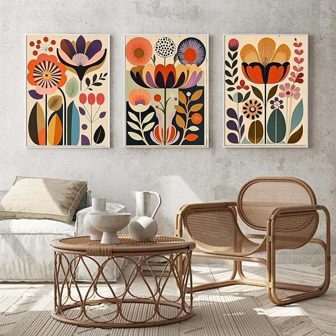 3 Pack Cute Flower Paint by Numbers Kit for Adults Beginner (Without Frame)