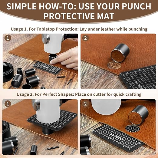 15 Pieces Leather Circle Cutter Tool Set, Hole Punch Tools with 5 6 8 10 11 12 16 20 22 25 30 35 40 45 50mm, High Carbon Steel Round Cutting Dies, Hole Punch Tool Kit for DIY Leather Crafts