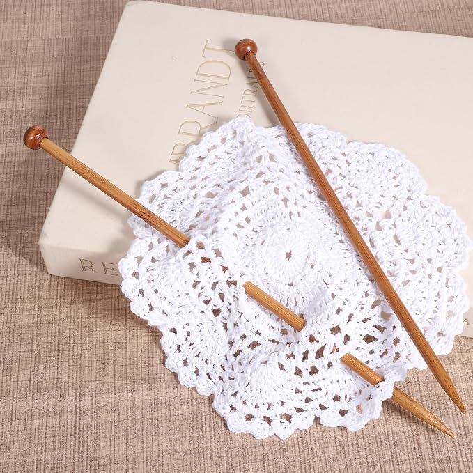 2pcs Bamboo Knitting Needles 10-Inch Long Wooden Knitting Needles 6mm