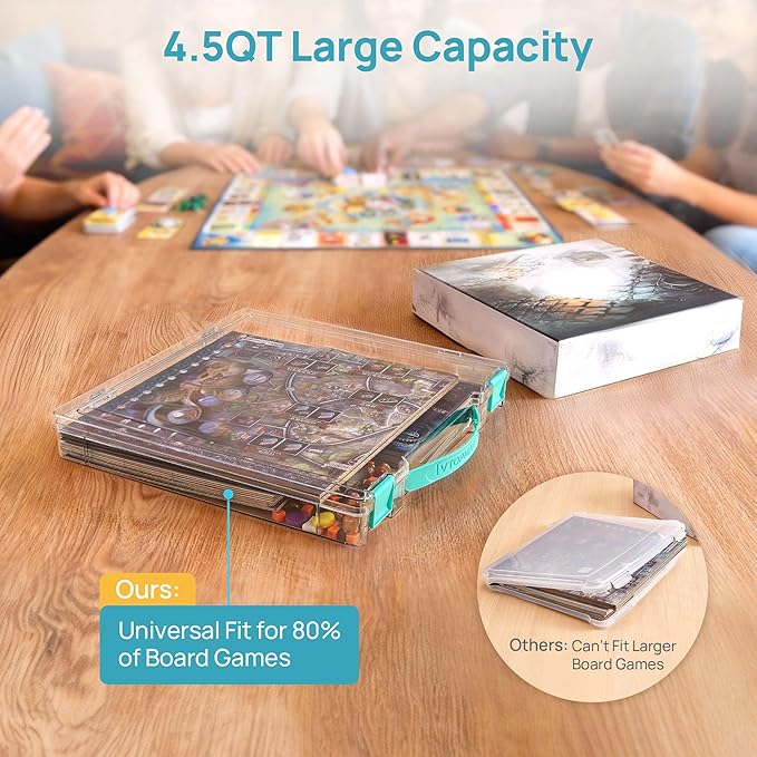 Vtopmart 10 Pack Board Game Storage with Handle and Snap-Tight Latch Lid