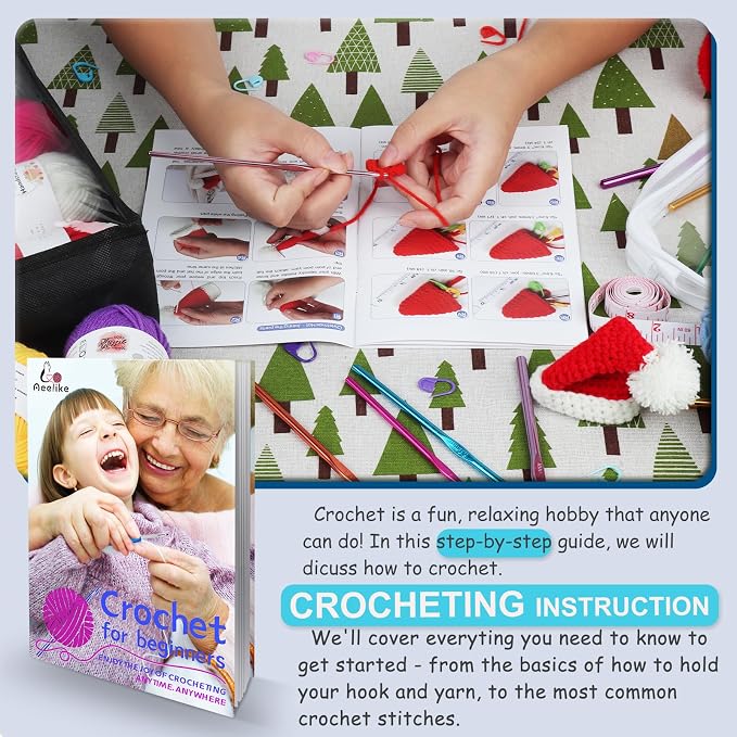 Aeelike Crochet Kit for Beginners Adults, Complete Crochet Set, Blue Cat