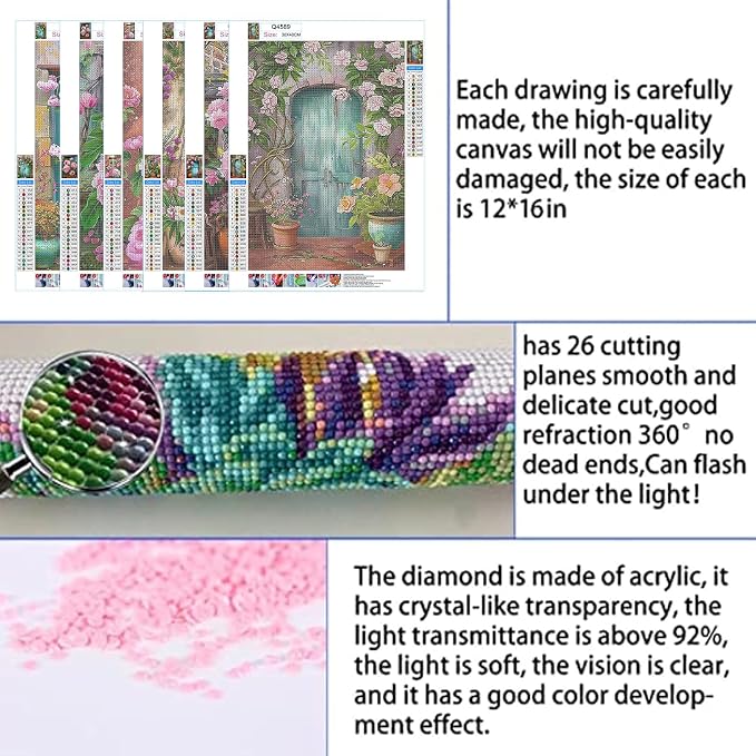DOTSOPS 6 Pack Flowers Diamond Painting Kits for Adults Art Painting Kits | Crafts DIY 5D Diamond Art Packs Kits Full for Adults,Beginner Home Wall Decoration Gift 11.8 x 15.7 Inches