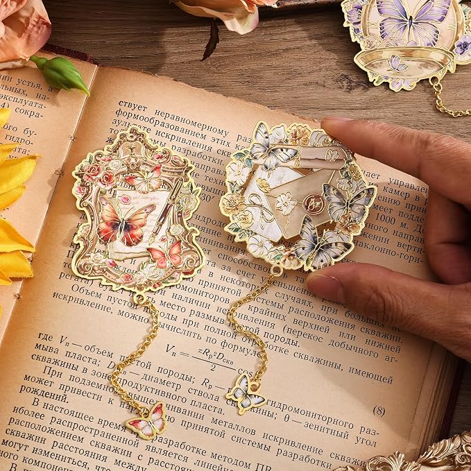 Metal Butterfly Bookmarks for Women - 4 Pieces Unique Cute Page Holder Book Marks for Teachers Students Teen Girl Gifts Book Reading Lovers Writers, Book Markers for School Office Home Supplies (4pcs)