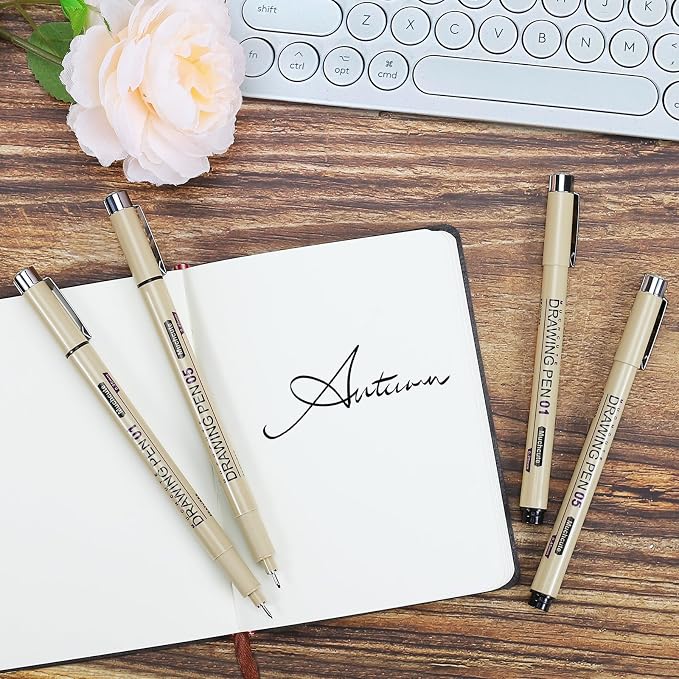 Muchcute 05 Fine Point Writing Pens: 6 Black 0.45mm Smooth No Bleed Bible | Ultra Thin Annotation Pen Journaling Bible Study Supplies, Waterproof 05 Micro Line Tip Fineliner Gel Felt Ink Markers Stuff