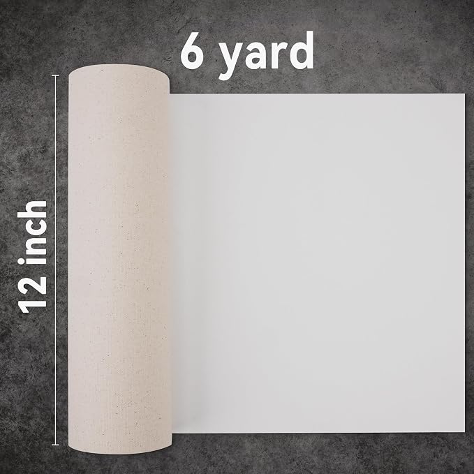 PHOENIX 12 Inch Wide x 6 Yard (18 Feet) Long Canvas Roll