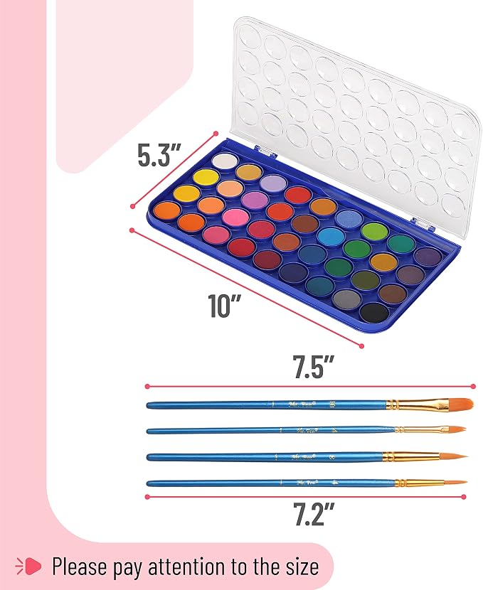 Mr. Pen- Watercolor Paint Set, 40 pcs, 36 Colors, Watercolor Paints | 4 Brushes, Non-Toxic Watercolor Paint, Portable Watercolor Set, Water Colors for Adults, Kids