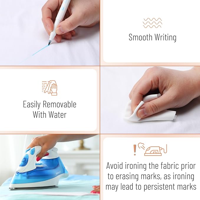 Mr. Pen- Washable Fabric Markers for Sewing, 10 Pack, Blue, Erasable | Water Soluble Embroidery Pen, Bulk Fabric Marking Pens for Sewing