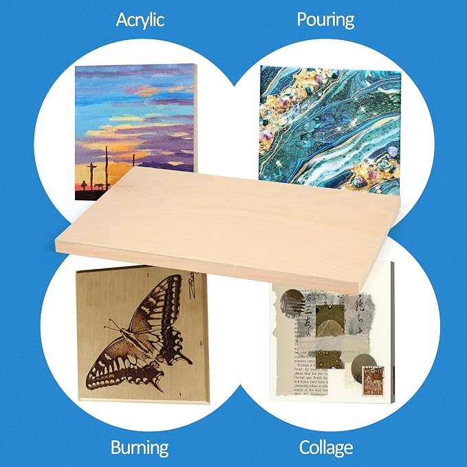 Falling in Art 2 Pack 11x17 Unfinished Birch Wood Panels Kit for Painting | Studio 3/4’’ Deep Wood Canvas, Cradle Boards for Acrylic Pouring, Art, Crafts, Epoxy Resin, Laser Engraving Cutting