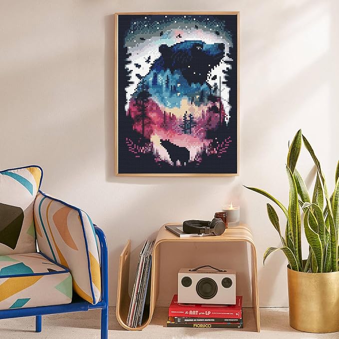 Diamond Art Kits for Adults, Bear DIY 5D Diamond Painting for Beginners | 12x16 Inch, Full Drill Round Dots, Forest Polar Bear Gem Art Craft Kits, Home Wall Decor, Stress Relief Relaxing Hobby Gift