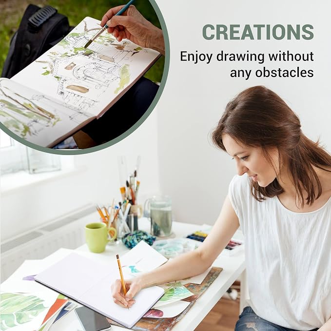 Hardcover Sketch Book, 8.3x8.3, 96 Sheets, Sketchbook for Drawing, Green | Ideal Gift For Kids Adults,200GSM Watercolor Heavyweight Lay-Flat Art Journal,Drawing pad for Adults