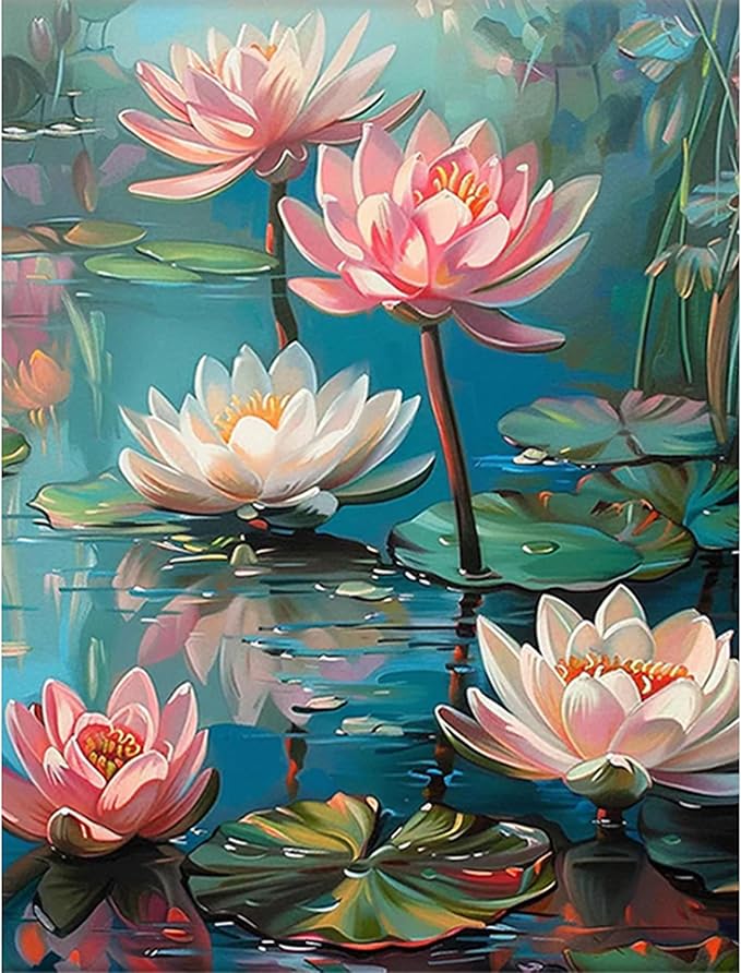 Amaieuin Lotus Diamond Painting for Adults,Flowers 12x16inch