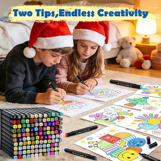 120 Colors Alcohol Markers Set - Dual Tips Blender Art Markers for Drawing | Color Markers for Sketching Coloring Artist Pens and Underlining - Professional Permanent Sketch Markers for Kids Adult