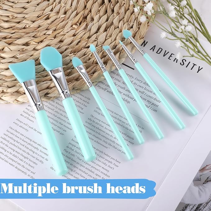 7PCS Silicone Brush Applicator Kit, Resin Brush Applicator UV Resin Brushes Applicators Jelly Brushes Applicators for Cream Makeup Products and Epoxy Art Crafting, Green