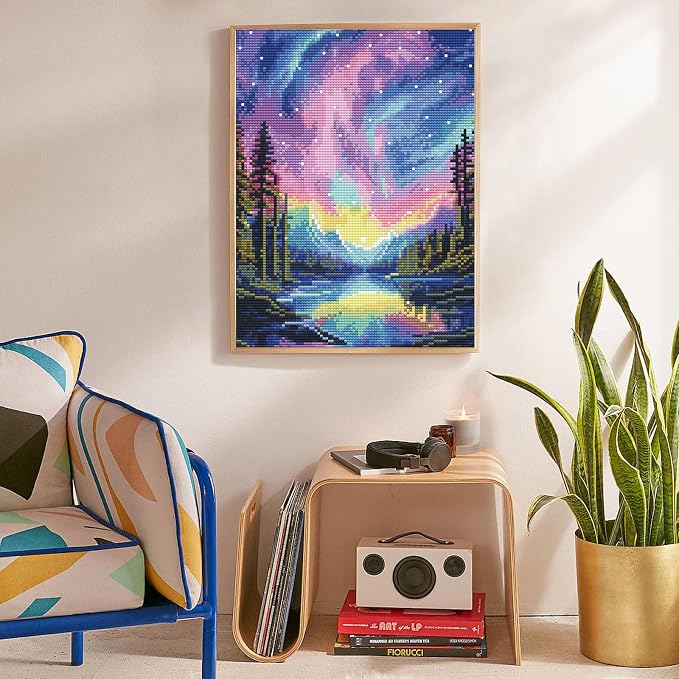 Diamond Art Kits for Adults, Aurora DIY 5D Diamond Painting for Beginners | 12x16 Inch, Full Drill Round Dots, Fantastic Landscapes Gem Art Craft Kits, Home Decor, Stress Relief Relaxing Hobby Gif