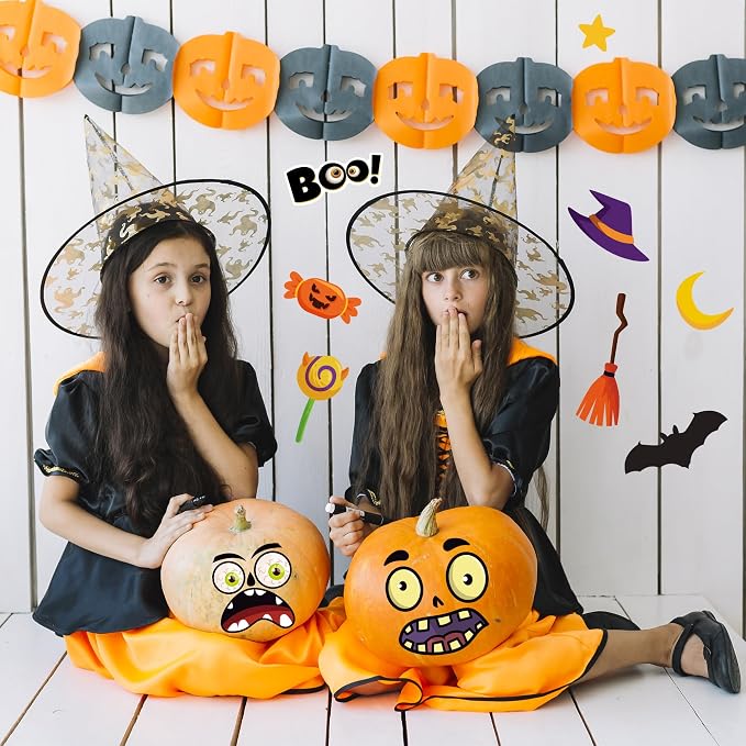 OHOME Halloween Party Favors - 36 Pack DIY Pumpkin Face Stickers for Kids - Halloween Games Toys Gifts Crafts Treats Accessories - Trick-or-Treat Pumpkin Decorations Activities Party Supplies