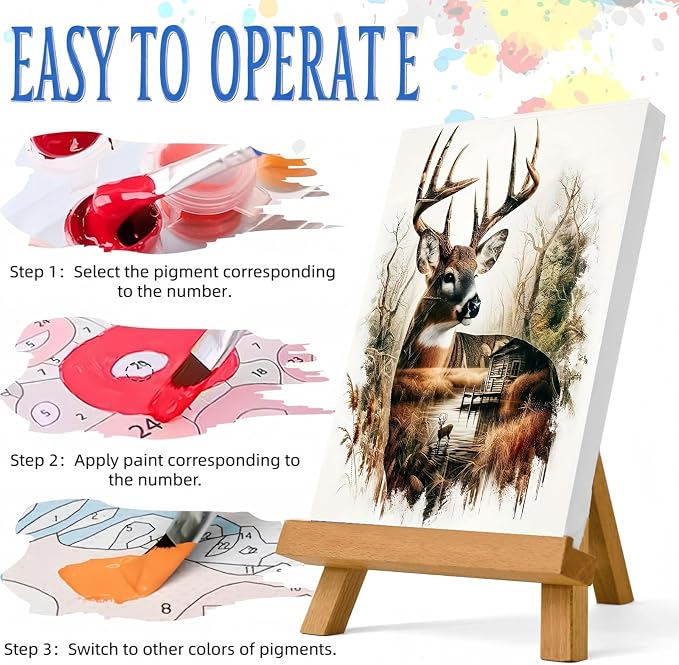 Deer Paint by Numbers Kit for Adults Beginner,Paint by Number Kits Canvas