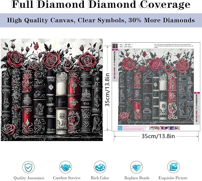 HHMATITS Book Diamond Art Kits for Adults, Diamond Painting Kit 14x14 Inch