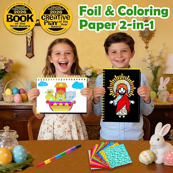FUNNYB&G Foil Art Craft Kit for Kids, Sparkly Birthday Gift Toy for Kids | No Mess, Kids Ages 4-10 Create Sparkling Artwork, A Creative Gift for Birthdays, Holidays, Travel Activities,Screen-Free Fun