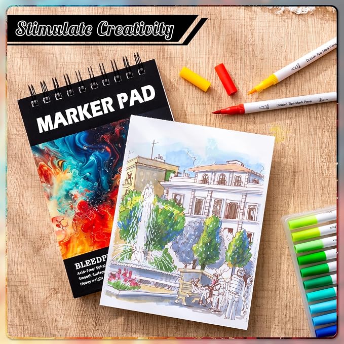 60 Sheets Marker Paper Pad, 5.8 × 8.3 in, 200gsm Alcohol Marker Paper