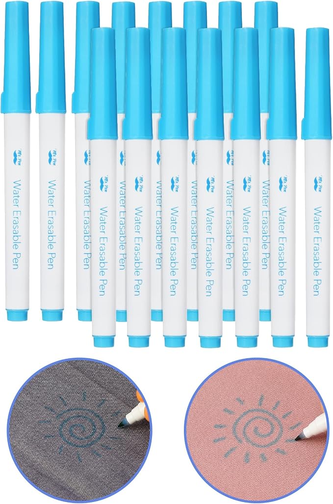 Mr. Pen- Washable Fabric Markers for Sewing, 15 Pack, Blue, Erasable | Water Soluble Embroidery Pen, Bulk Fabric Marking Pens for Sewing