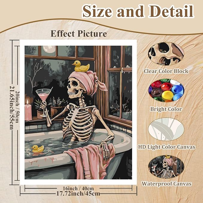 Skull Paint by Numbers Kit for Adults, Paint by Number for Adults 16x20 in