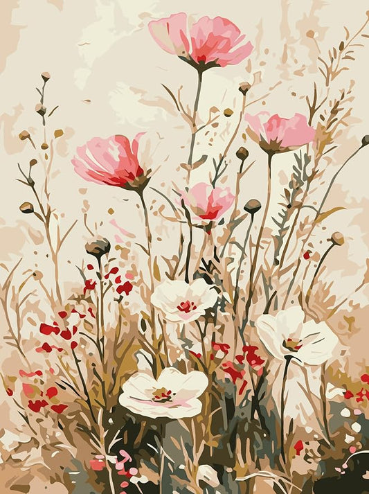 BYGFHLYW Vintage Wildflower Paint by Numbers Kit for Adults Beginners | Rustic Floral Easy Adult Paint by Number Kits On Canvas, DIY Acrylic Oil Painting Kits for Home Wall Decor 12x16Inch