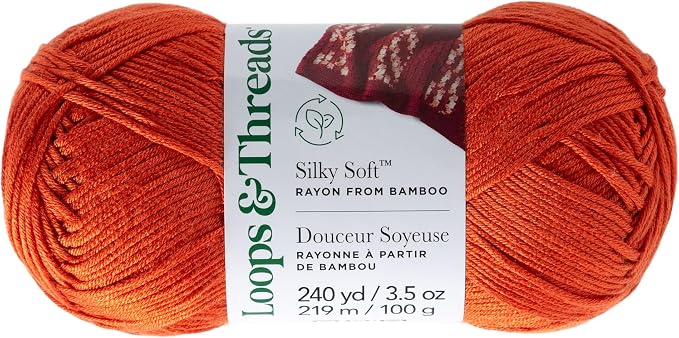 Loops & Threads Silky Soft Yarn - Yarn for Knitting, Crochet, Weaving, and Arts & Crafts - Orange, Bamboo, 3.5 oz