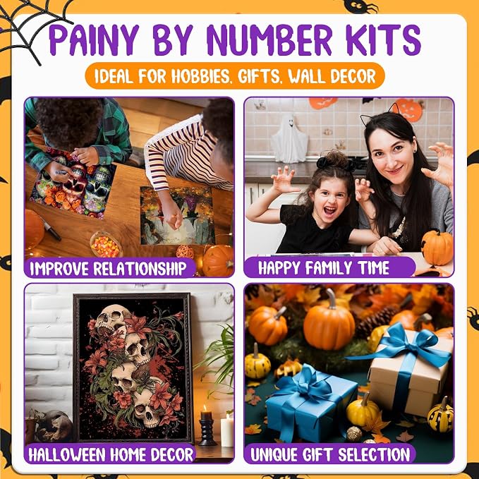 Paint by Numbers Kit for Adults, Paint by Numbers Kit for Adults 16x20 Inch | Skull Paint by Numbers Kit for Adults, Acrylic Painting by Numbers, DIY Arts and Crafts for Gifts or Home Decor