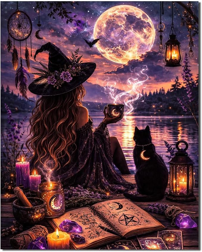 YarnWhimsy Halloween Paint by Numbers Kit for Adults 16x20 inch