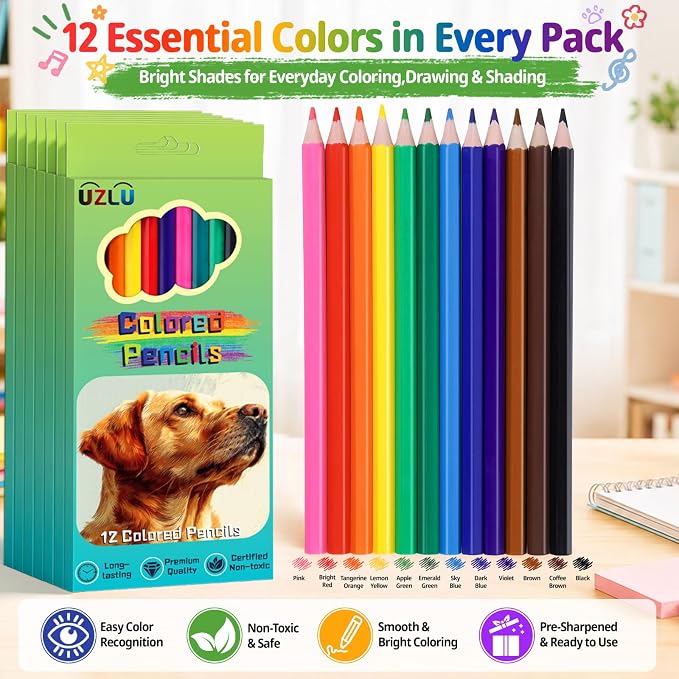 360 Count Colored Pencils Bulk, 30 Packs Colored Pencils, 12 Colors Pre-sharpened Coloring Pencils for Adults, Bulk School Supplies for Teachers, Classroom Prizes, Drawing Sketching Shading